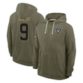 Mdoa LV.Raiders #9 Jalen Nailor Player Olive Salute to Service Pullover Hoodies Limited Stitched Jerseys