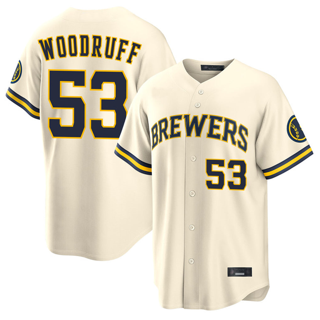 Mdoa M.Brewers #53 Brandon Woodruff Player Cream Home Limited Stitched Jerseys