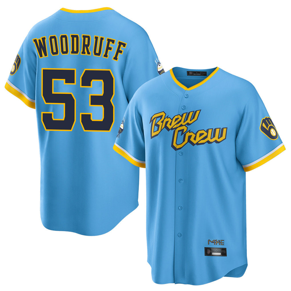 Mdoa M.Brewers #53 Brandon Woodruff Player Light Blue City Connect Home Game Stitched Jerseys