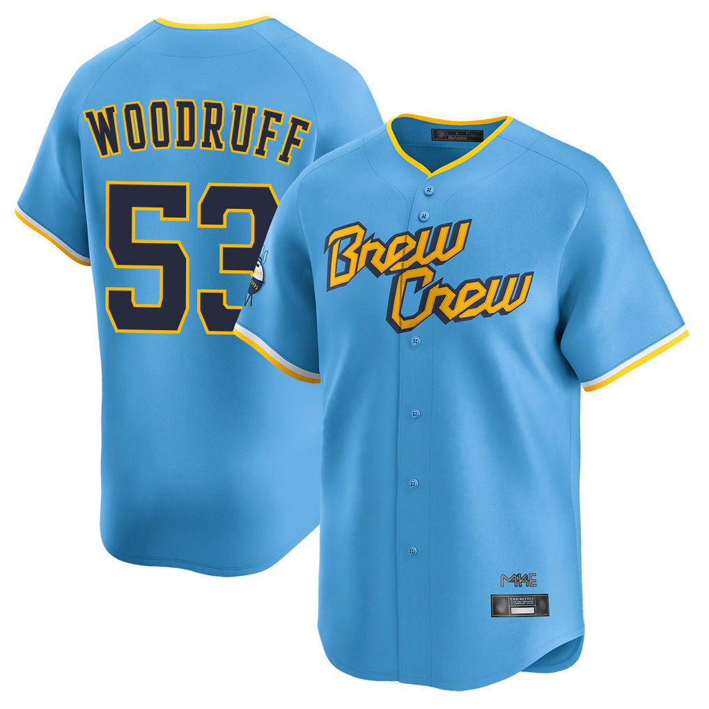 Mdoa M.Brewers #53 Brandon Woodruff Player Light Blue City Connect Home Limited Stitched Jerseys