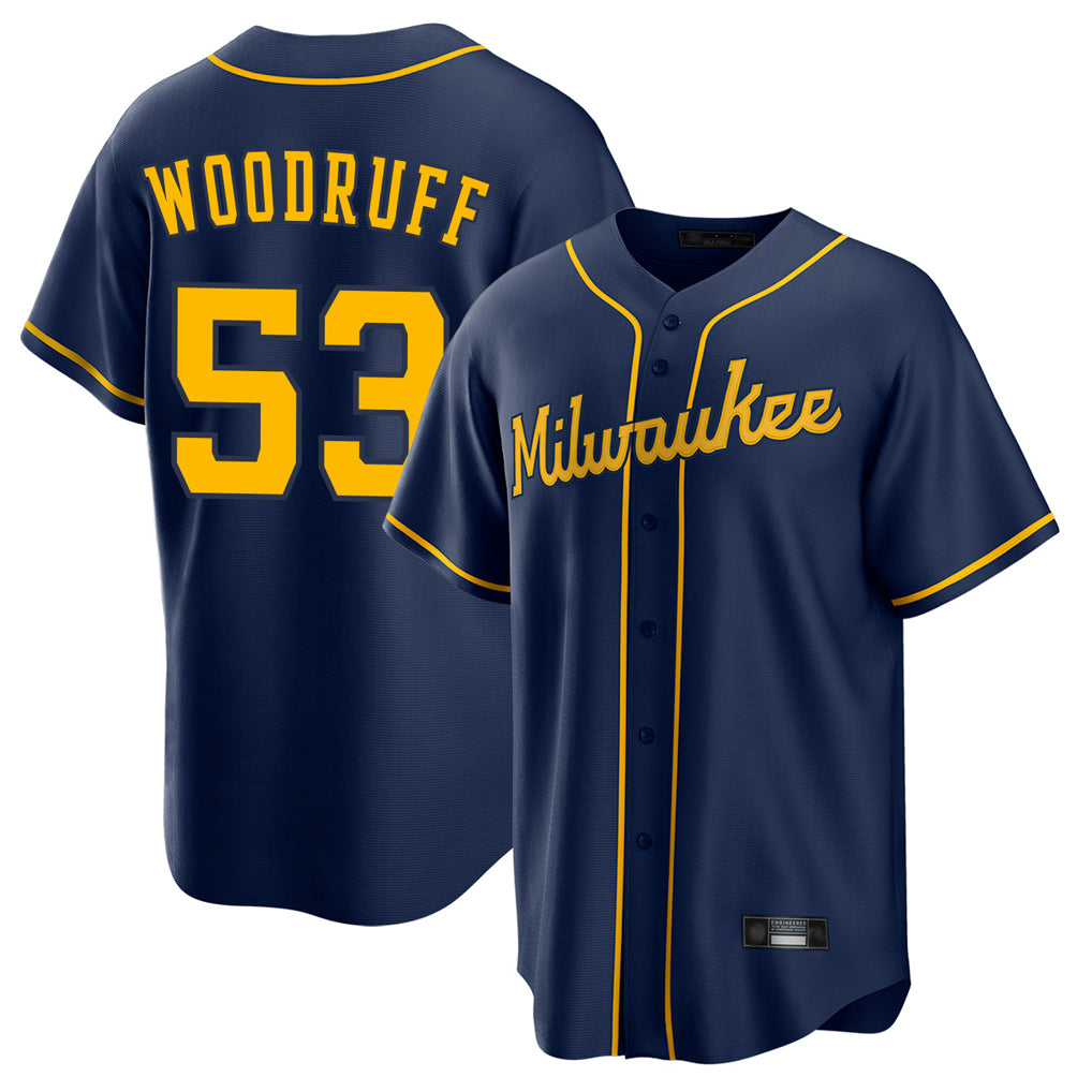 Mdoa M.Brewers #53 Brandon Woodruff Player Navy Home Game Stitched Jerseys