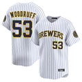 Mdoa M.Brewers #53 Brandon Woodruff Player White Stripes Home Limited Stitched Jerseys
