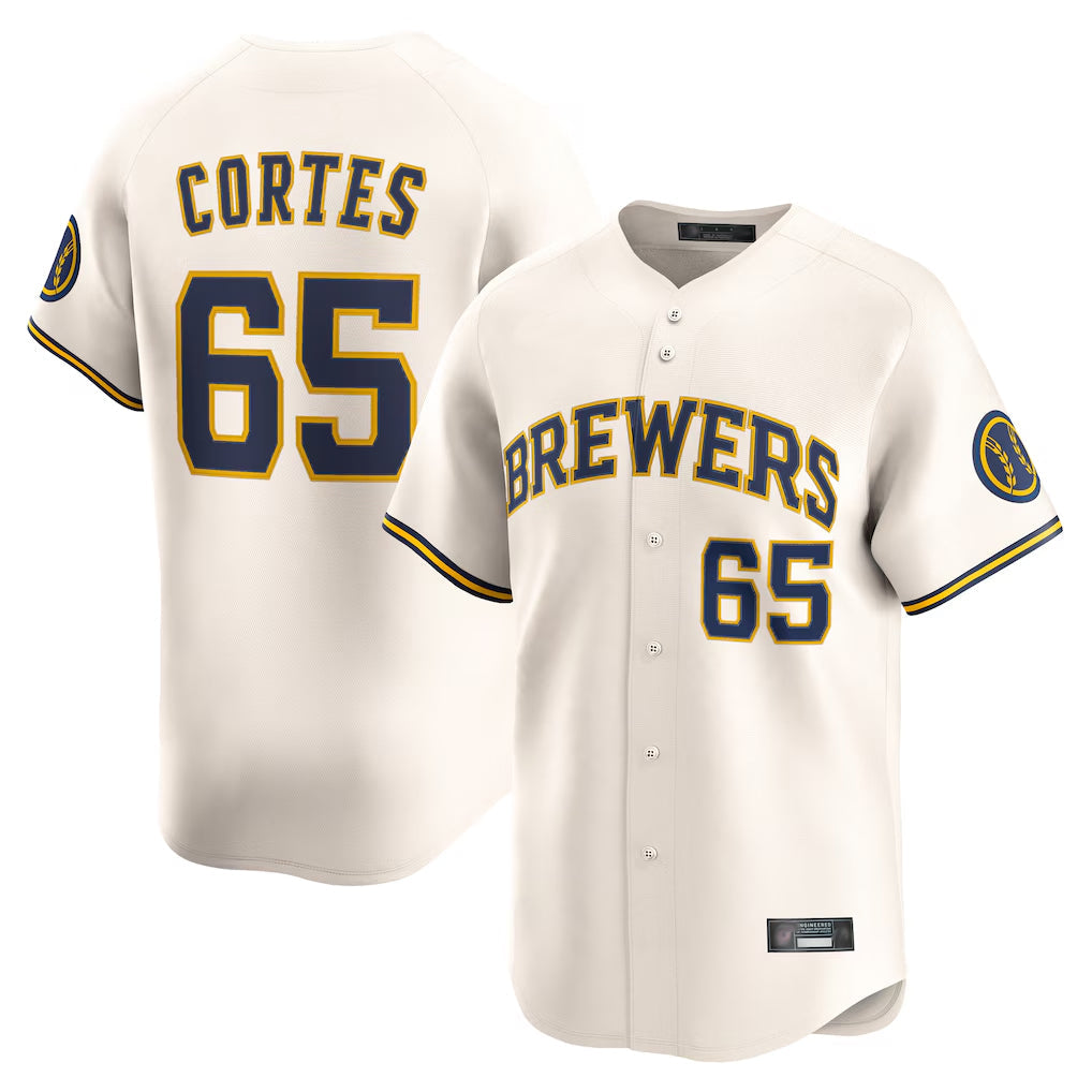 Mdoa M.Brewers #65 Nestor Cortes Player Cream Home Limited Game Stitched Jerseys