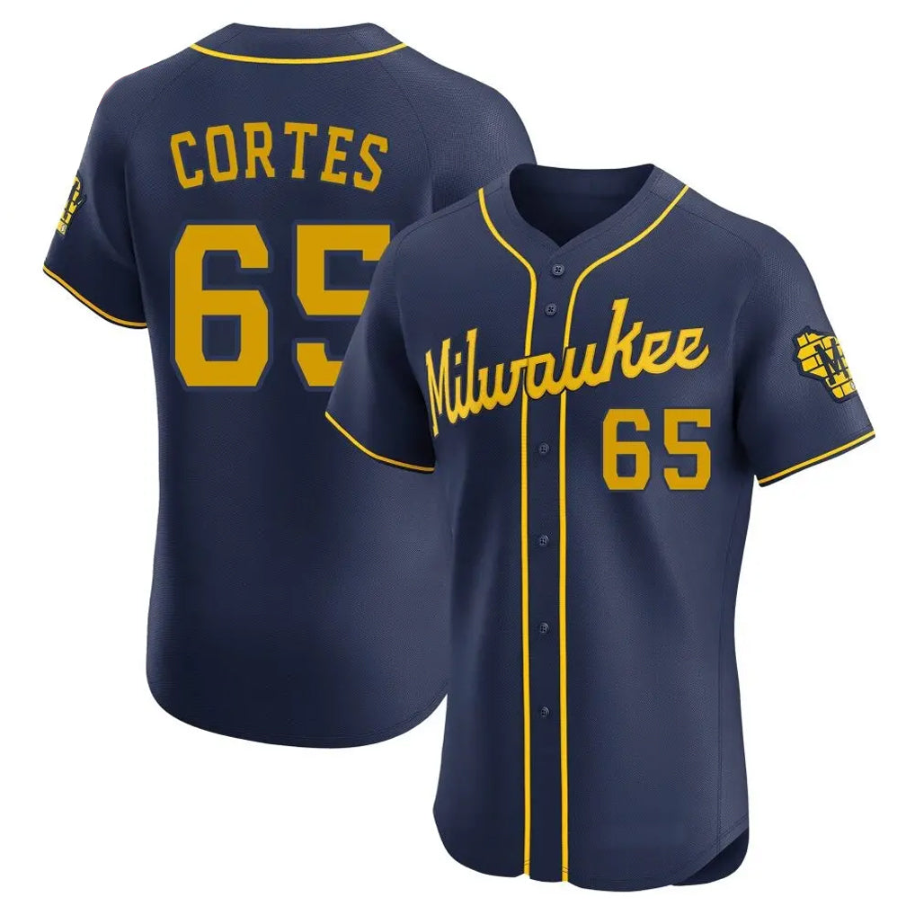 Mdoa M.Brewers #65 Nestor Cortes Player Navy Home Limited Elite Stitched Jerseys