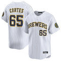 Mdoa M.Brewers #65 Nestor Cortes Player White Stripes Home Limited Game Stitched Jerseys