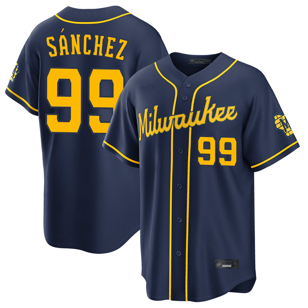 Mdoa M.Brewers #99 Gary Sanchez Player Navy Home Stadium Game Stitched Jerseys
