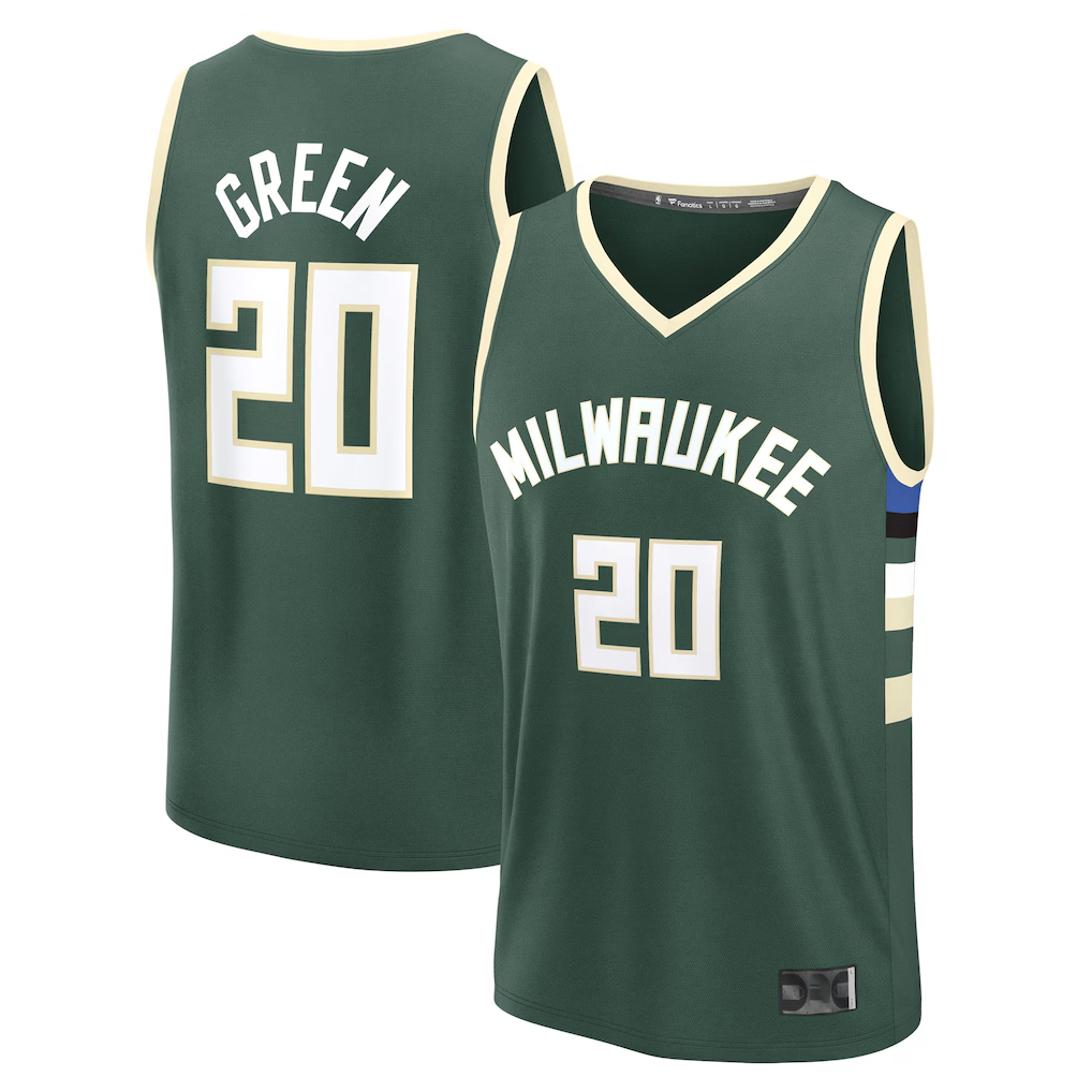 Mdoa M.Bucks #20 A.J. Green Hunter Green Fast Break Replica Player Jerseys - Icon Edition