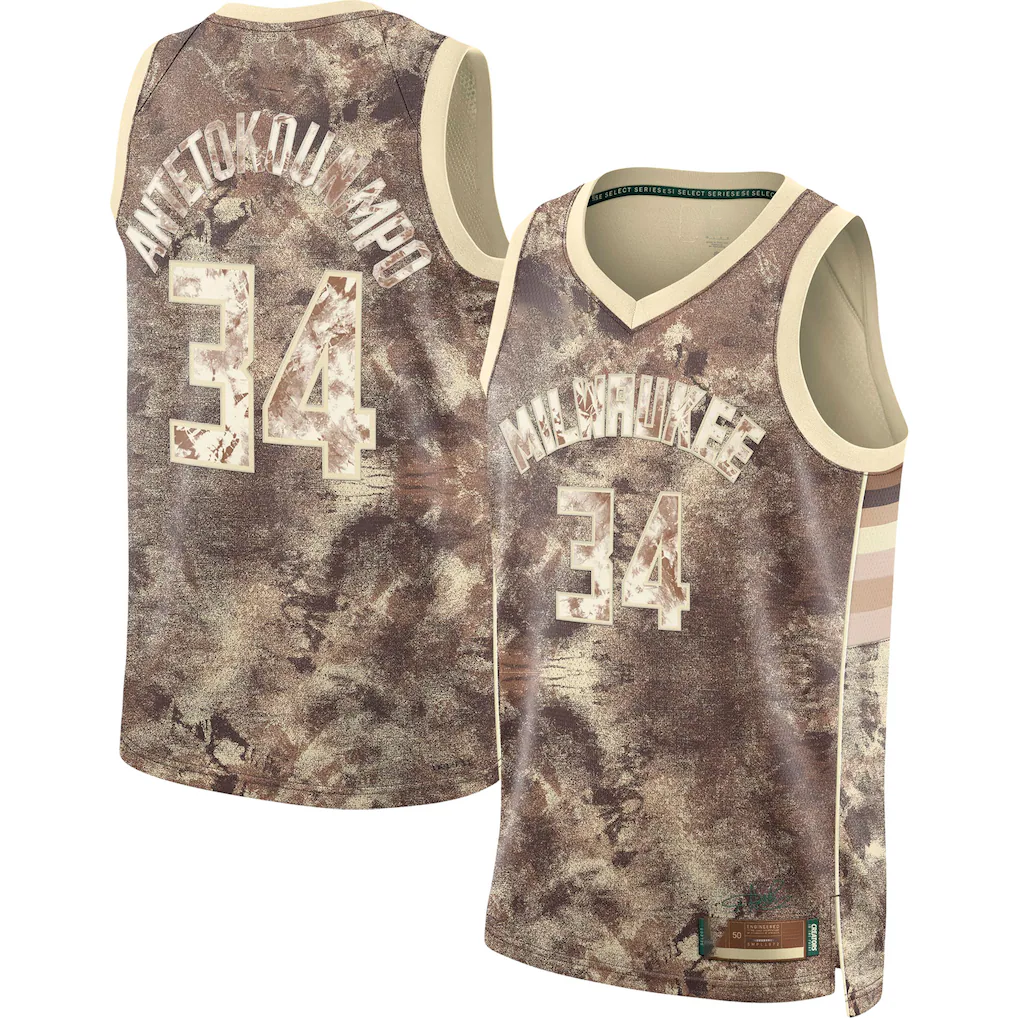 Mdoa M.Bucks #34 Giannis Antetokounmpo Brown Select Series Swingman Jerseys