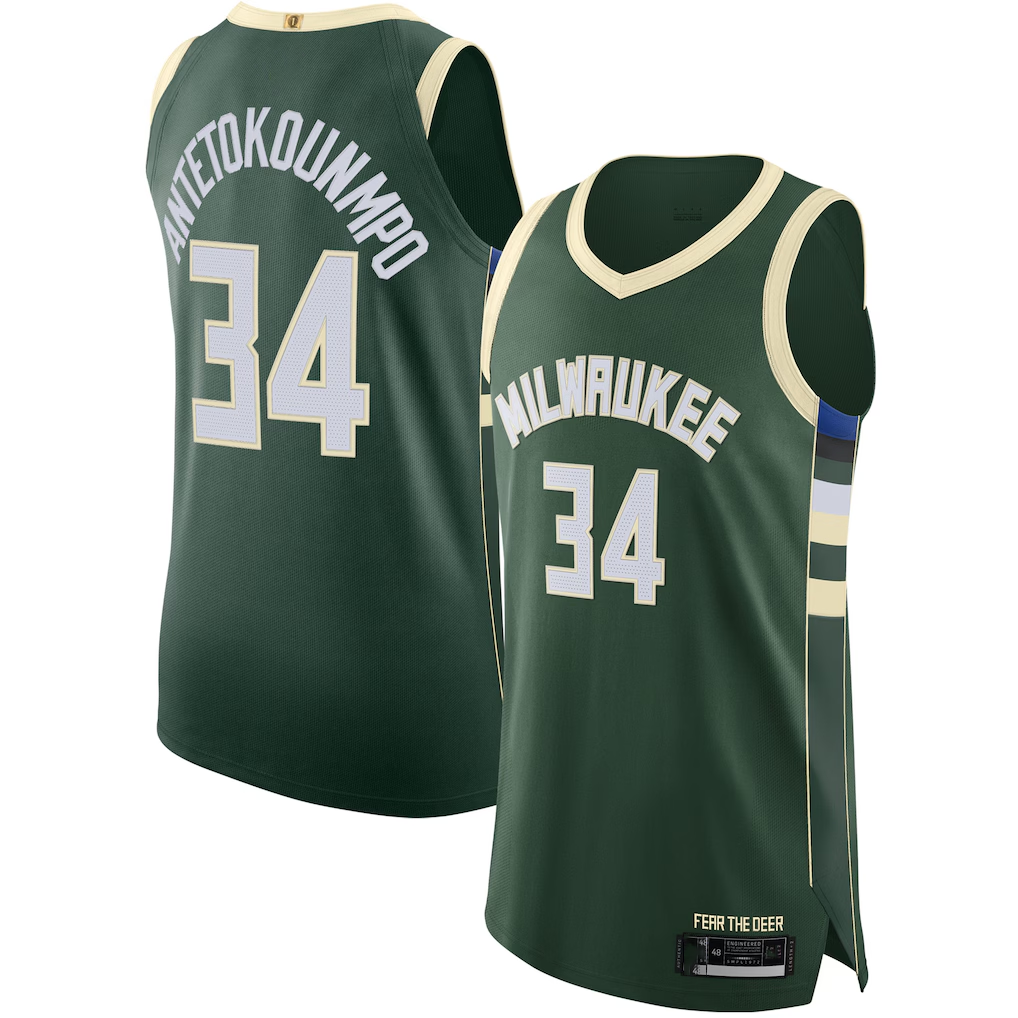 Mdoa M.Bucks #34 Giannis Antetokounmpo Hunter Green Authentic Jerseys - Icon Edition