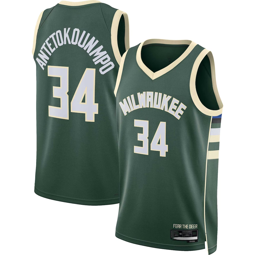 Mdoa M.Bucks #34 Giannis Antetokounmpo Hunter Green Swingman Jerseys - Icon Edition