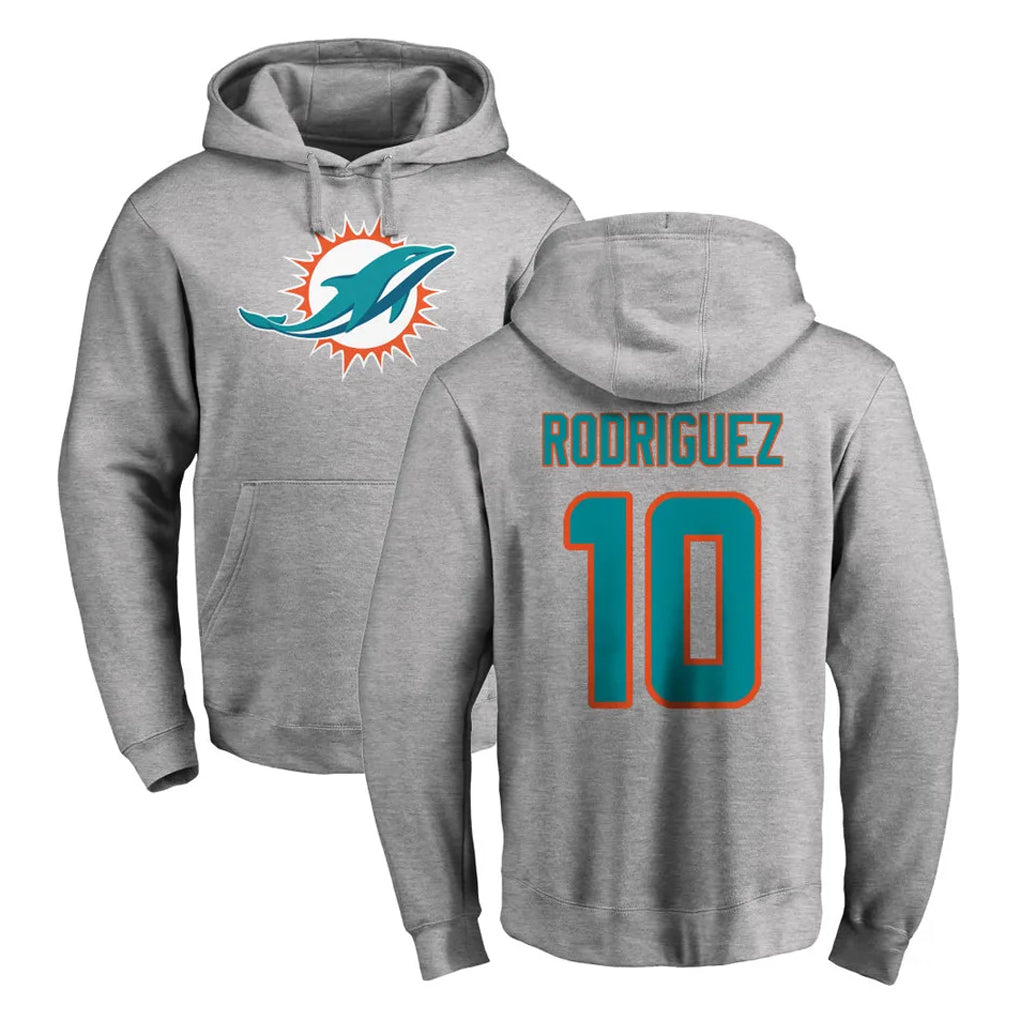 Mdoa M.Dolphins #10 Jacob Rodriguez Player Gray LOGO Pullover Hoodies Limited Stitched Jerseys