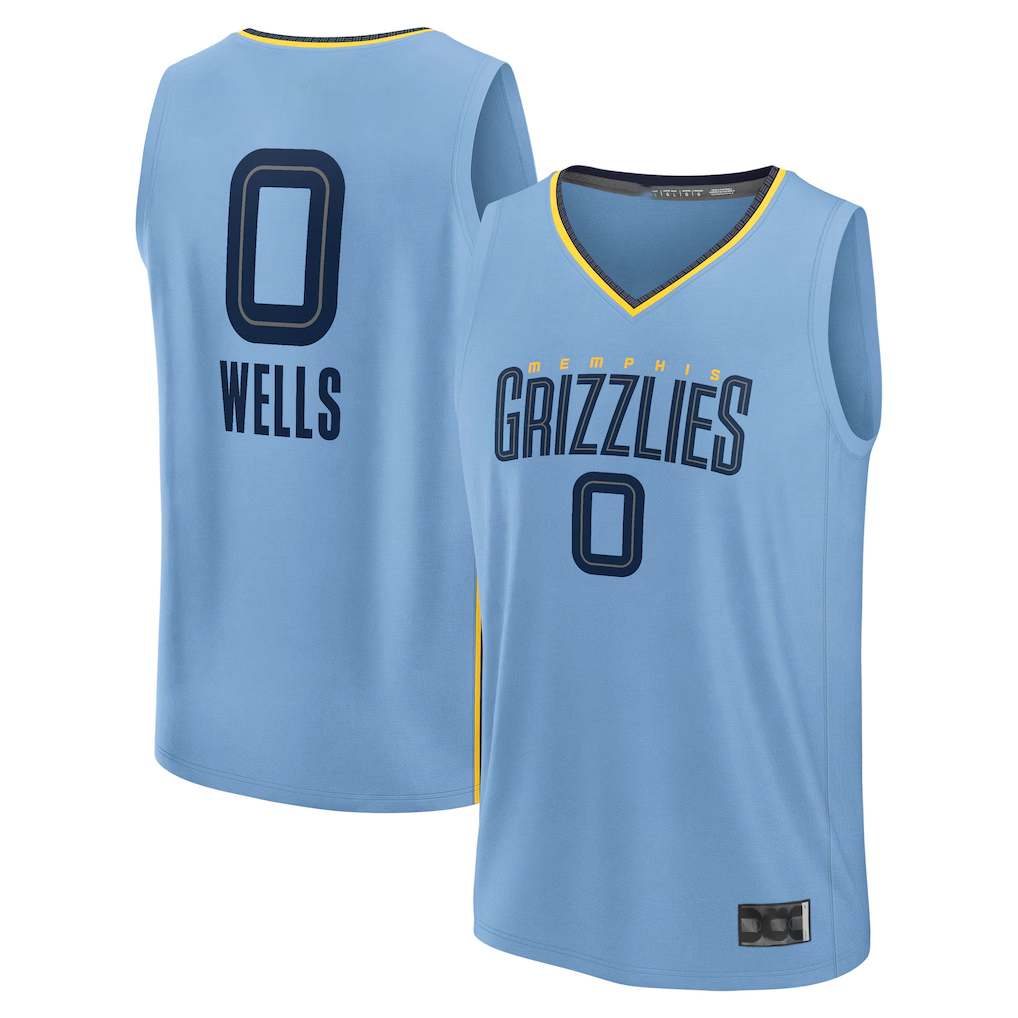 Mdoa M.Grizzlies #0 Jaylen Wells Light Blue Fast Break Replica Player Stitched Jerseys- Statement Edition