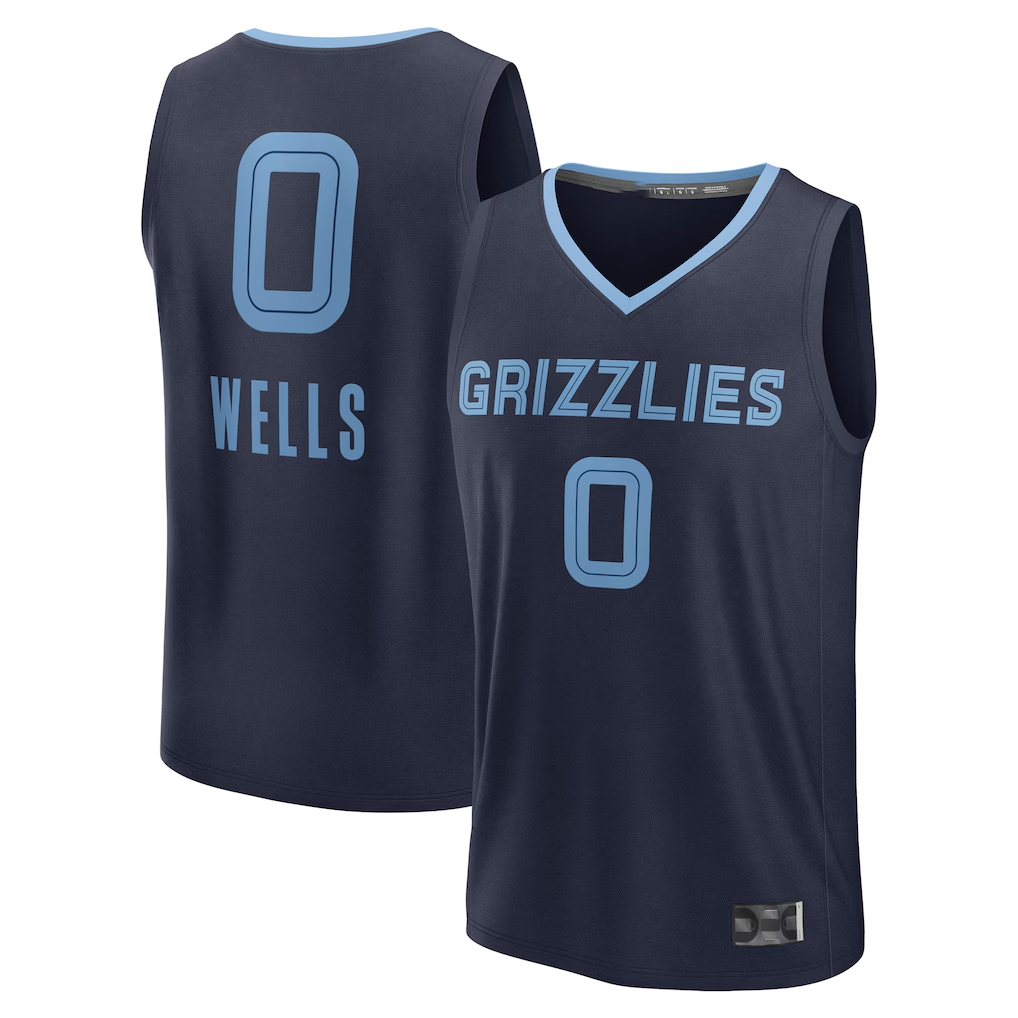 Mdoa M.Grizzlies #0 Jaylen Wells Navy Fast Break Replica Player Stitched Jerseys- Icon Edition