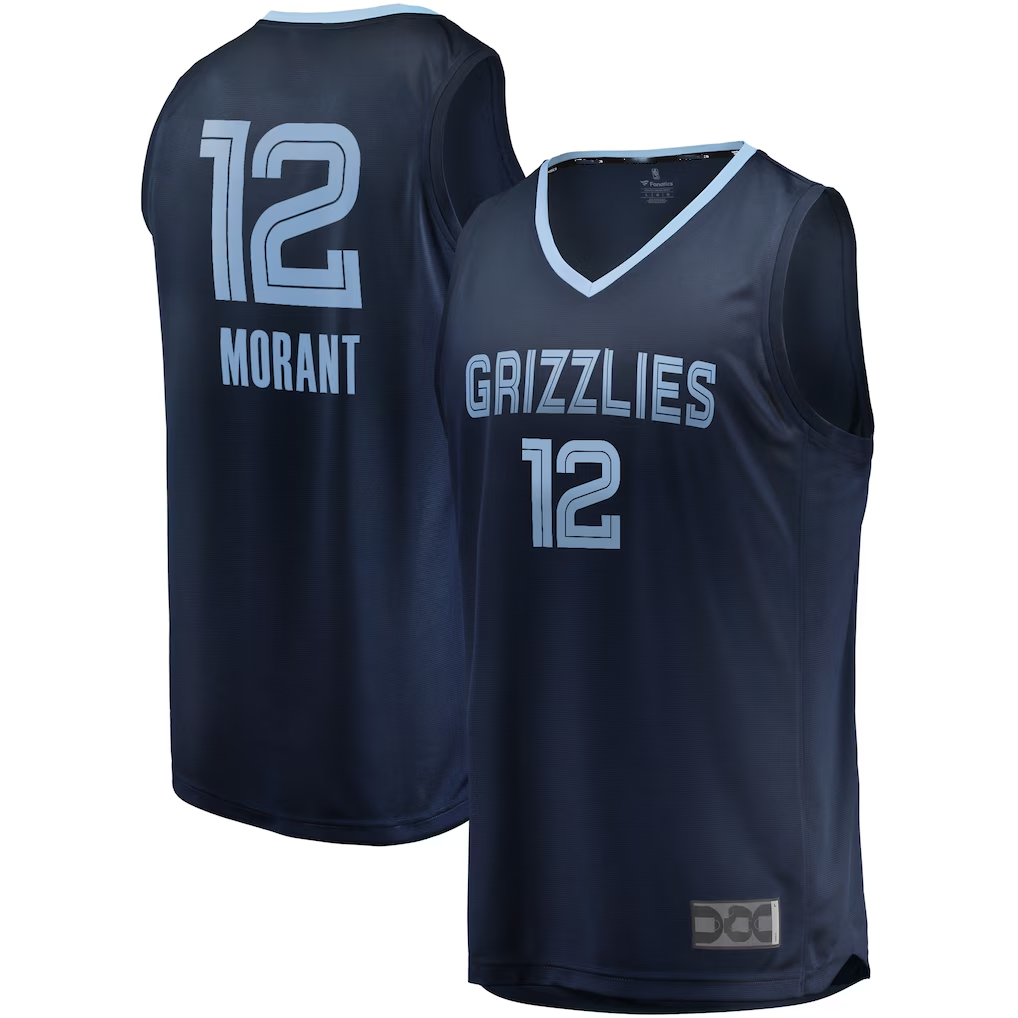 Mdoa M.Grizzlies #12 Ja Morant Navy Fast Break Replica Stitched Jerseys- Icon Edition