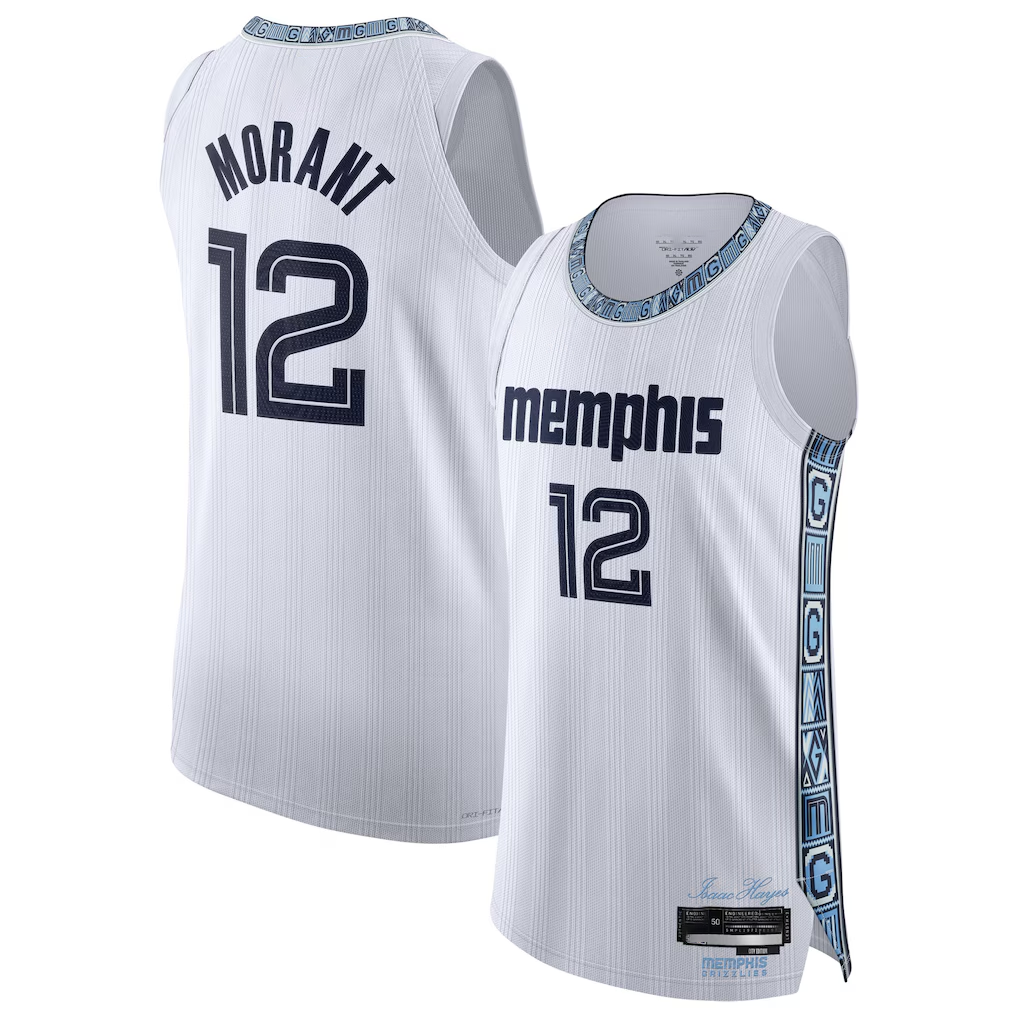 Mdoa M.Grizzlies #12 Ja Morant White 2025-2026 Authentic Stitched Jerseys- City Edition