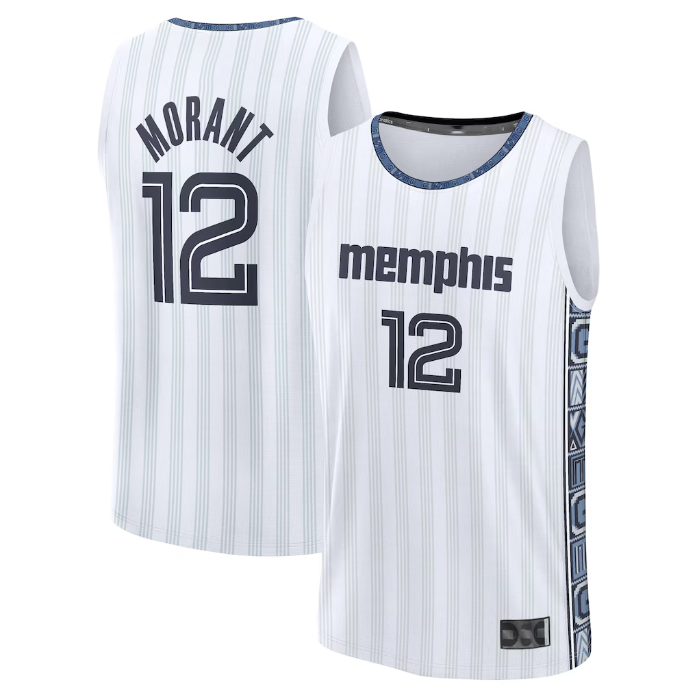 Mdoa M.Grizzlies #12 Ja Morant White 2025-2026 City Edition Fast Break Stitched Jerseys