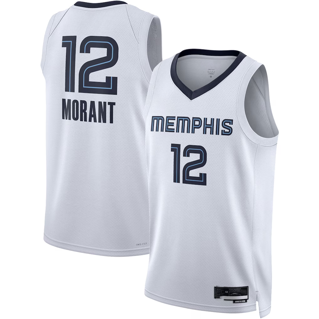 Mdoa M.Grizzlies #12 Ja Morant White Swingman Stitched Jerseys- Association Edition