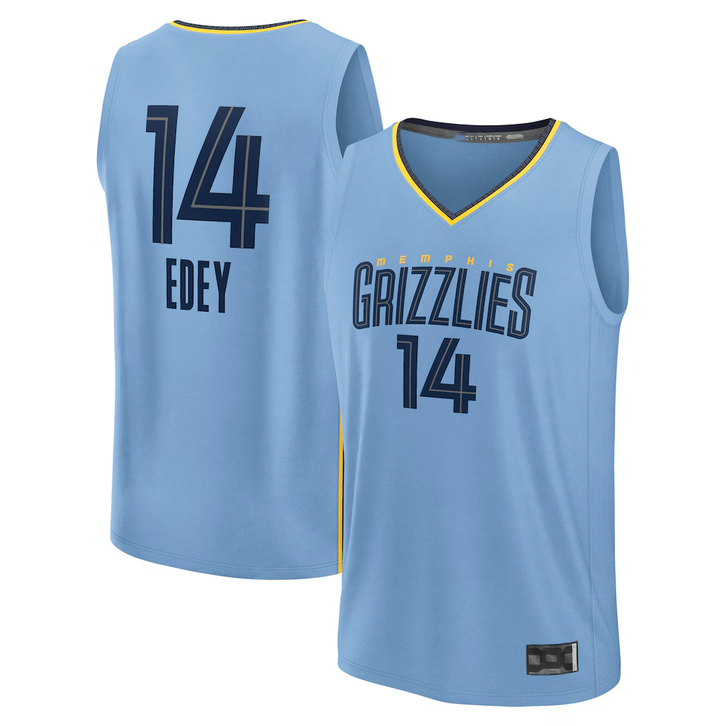 Mdoa M.Grizzlies #14 Zach Edey Light Blue Fast Break Replica Player Stitched Jerseys- Statement Edition