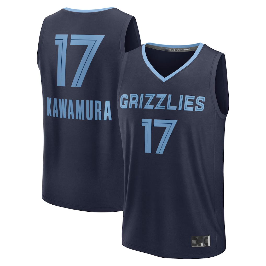 Mdoa M.Grizzlies #17 Yuki Kawamura Navy Fast Break Replica Player Stitched Jerseys- Icon Edition