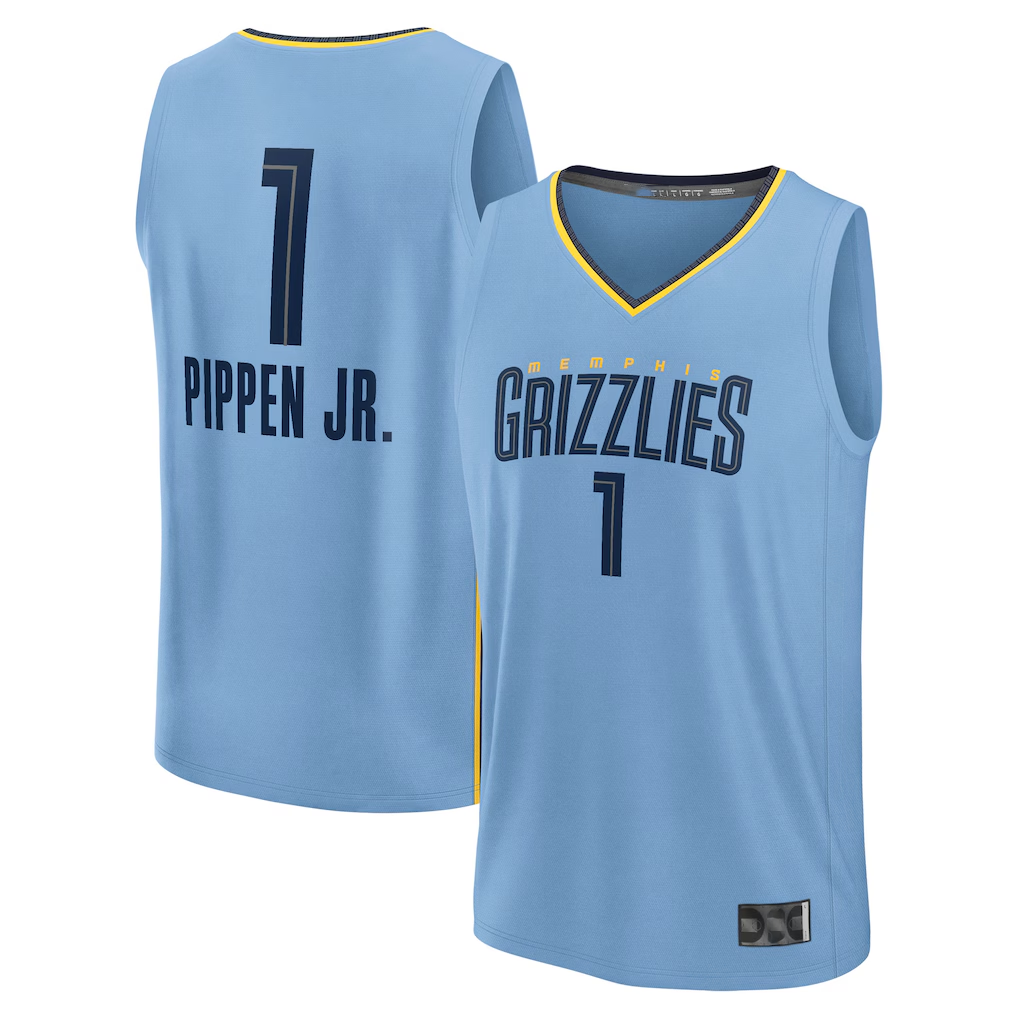 Mdoa M.Grizzlies #1 Scotty Pippen Jr. Light Blue Fast Break Replica Player Stitched Jerseys- Statement Edition