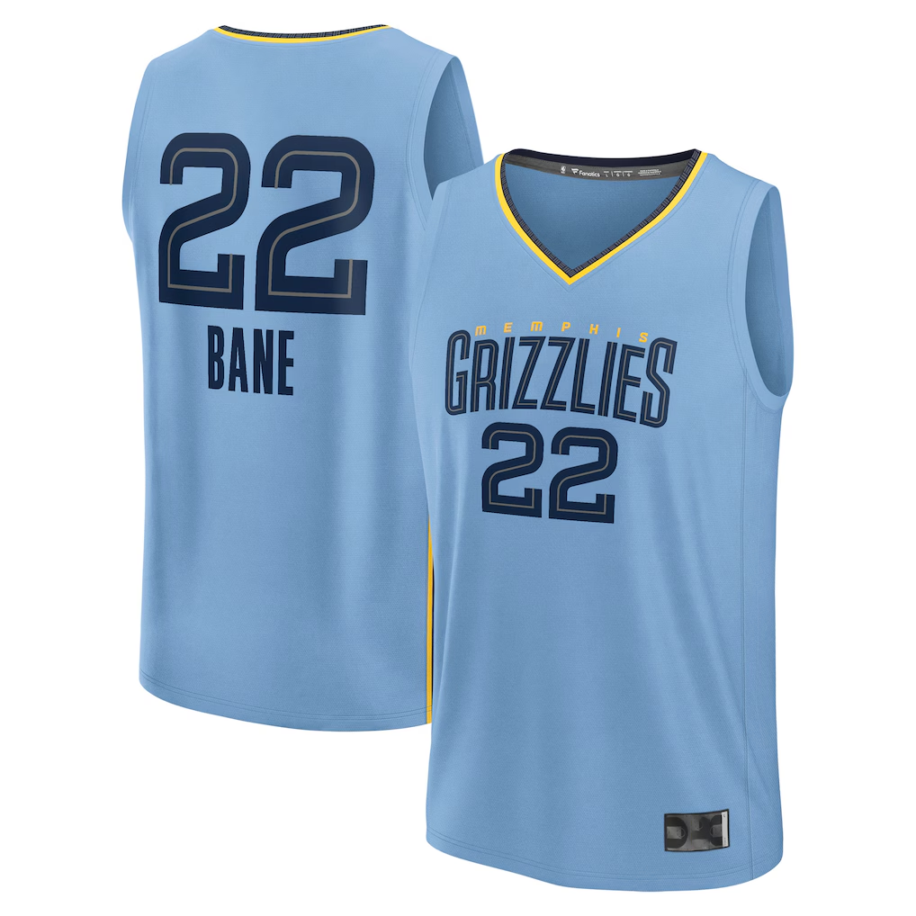 Mdoa M.Grizzlies #22 Desmond Bane Light Blue Fast Break Replica Player Stitched Jerseys- Statement Edition
