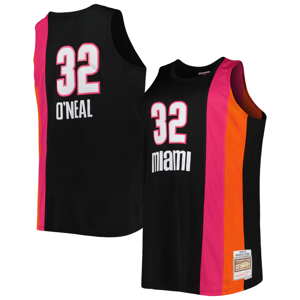 Mdoa M.Heat #32 Shaquille O'Neal Mitchell & Ness Black Big & Tall Hardwood Classics 2005-2006 Swingman Jerseys