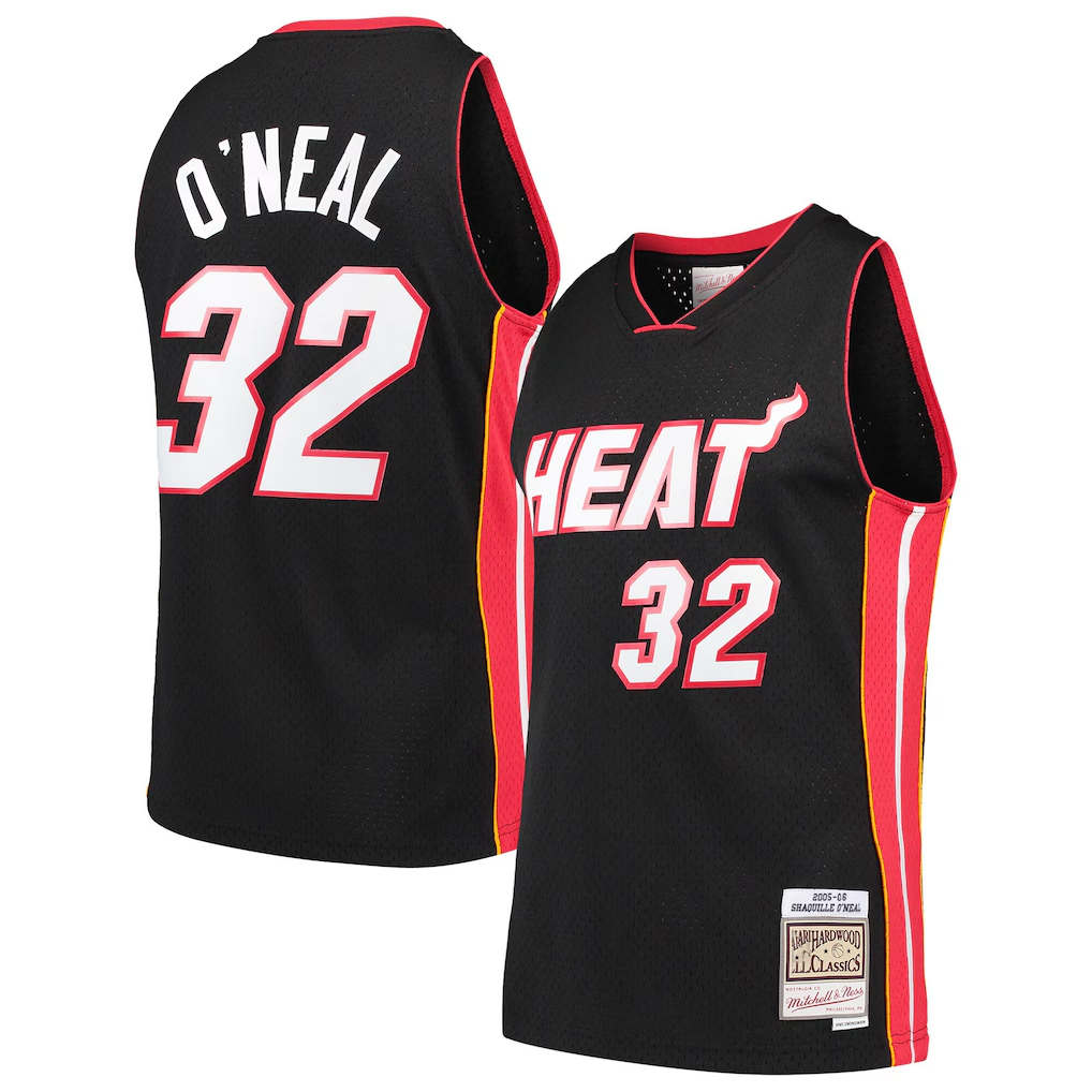 Mdoa M.Heat #32 Shaquille O'Neal Mitchell & Ness Black Hardwood Classics Swingman Jerseys