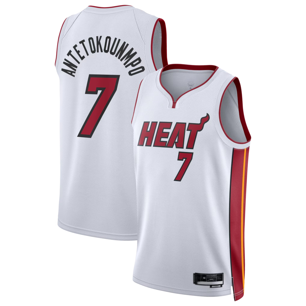 Mdoa M.Heat #7 Giannis Antetokounmpo White Swingman Jerseys - Association Edition