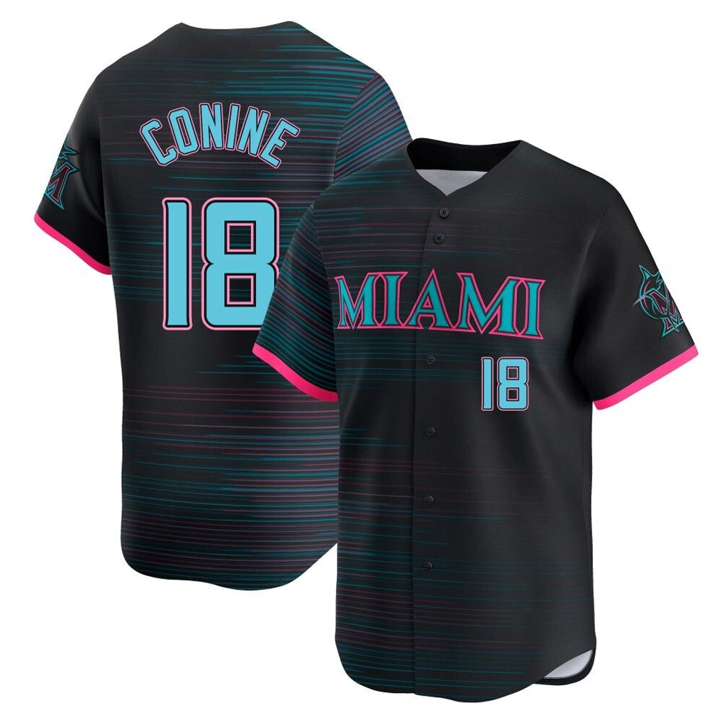 Mdoa M.Marlins #18 Griffin Conine Player Black City Connect Home Limited Stitched Jerseys