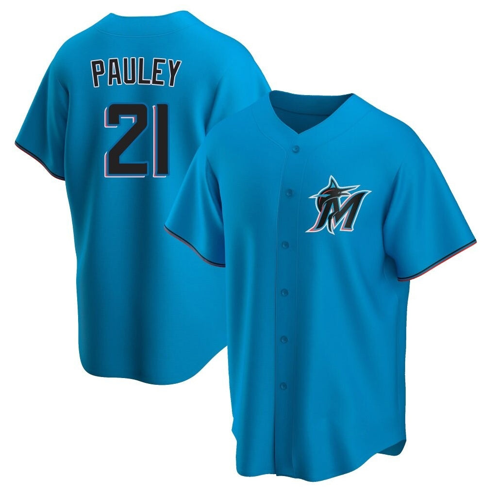 Mdoa M.Marlins #21 Graham Pauley Player Blue Home Game Stitched Jerseys