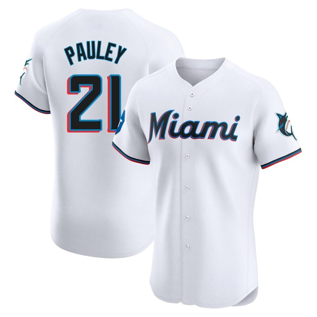 Mdoa M.Marlins #21 Graham Pauley Player White  Home Limited Elite Stitched Jerseys