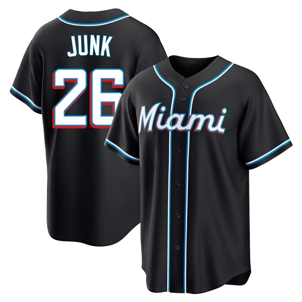 Mdoa M.Marlins #26 Janson Junk Player Black Fashion Out Home Game Stitched Jerseys