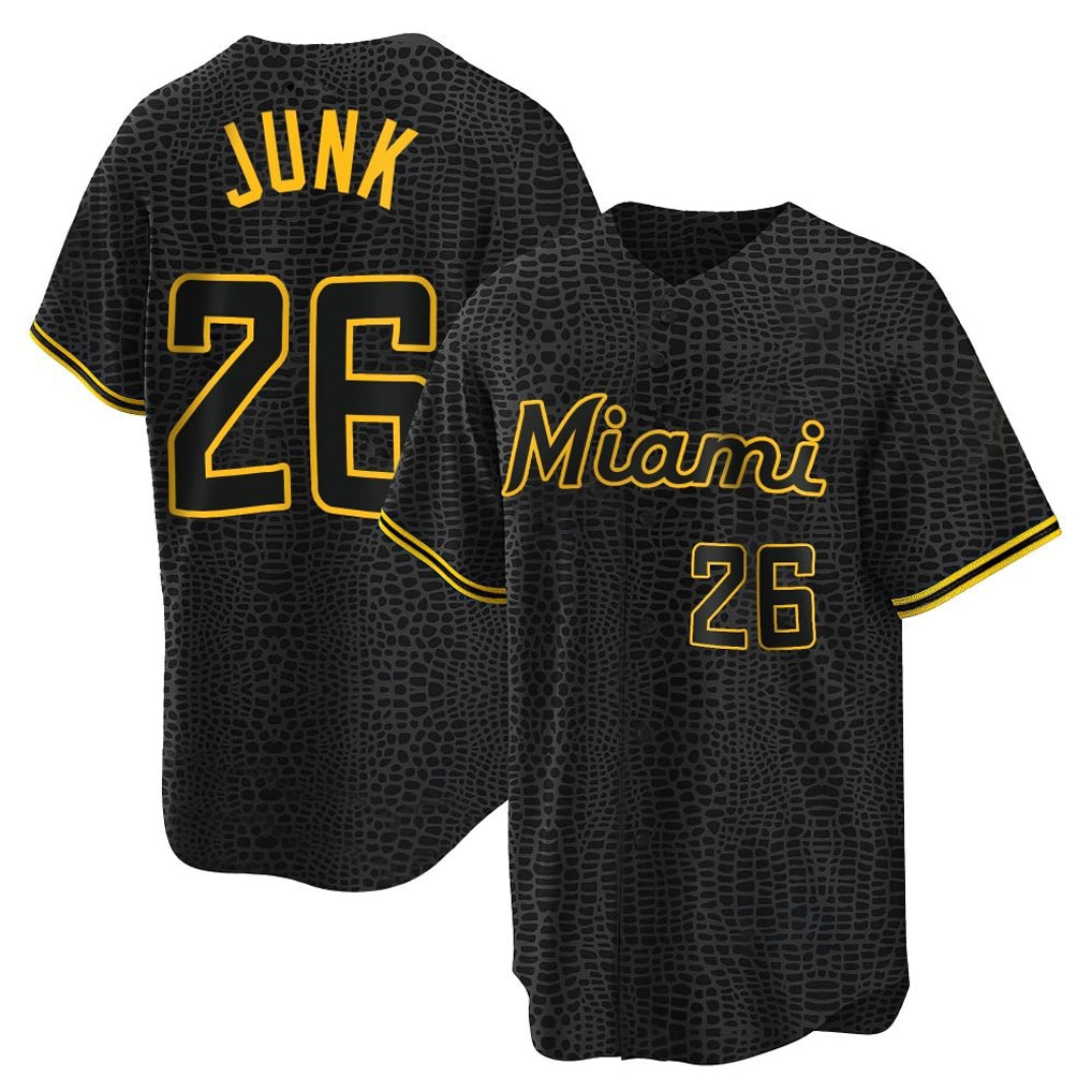 Mdoa M.Marlins #26 Janson Junk Player Black Snake Skin City Home Game Stitched Jerseys