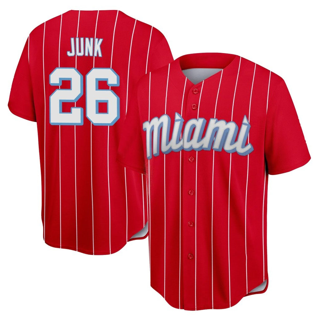 Mdoa M.Marlins #26 Janson Junk Player Red City Connect Home Game Stitched Jerseys