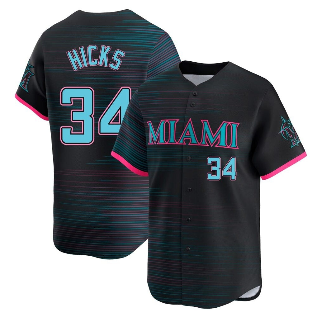 Mdoa M.Marlins #34 Liam Hicks Player Black City Connect Home Limited Stitched Jerseys