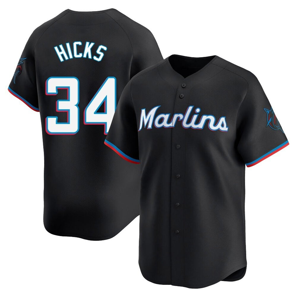 Mdoa M.Marlins #34 Liam Hicks Player Black Home Limited Stitched Jerseys