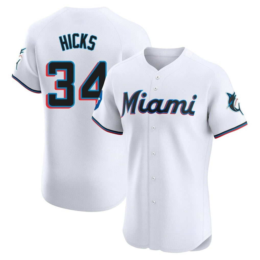 Mdoa M.Marlins #34 Liam Hicks Player White  Home Limited Elite Stitched Jerseys