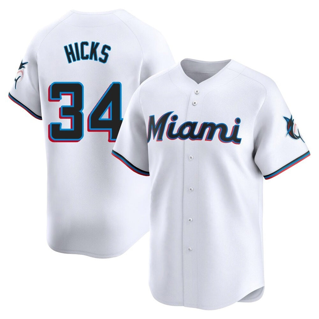 Mdoa M.Marlins #34 Liam Hicks Player White  Home Limited Stitched Jerseys
