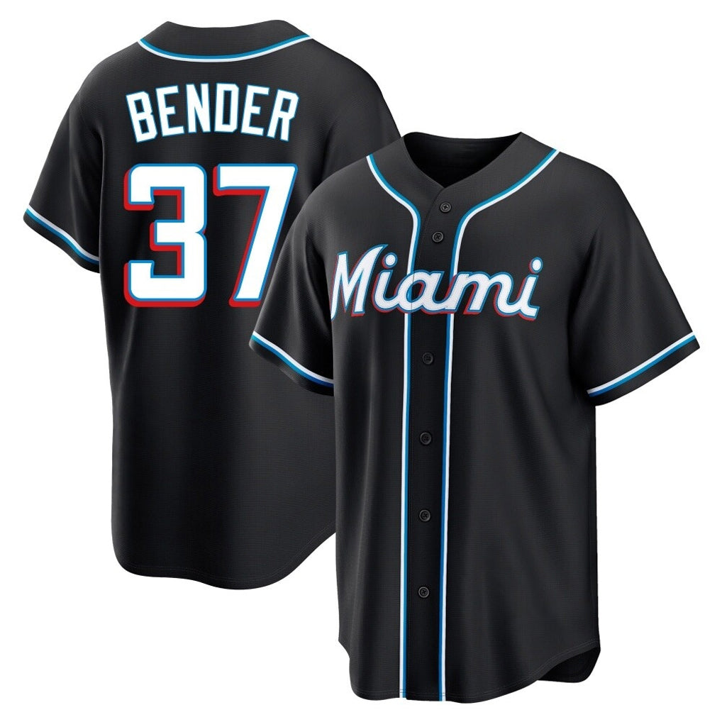 Mdoa M.Marlins #37 Anthony Bender Player Black Fashion Out Home Game Stitched Jerseys