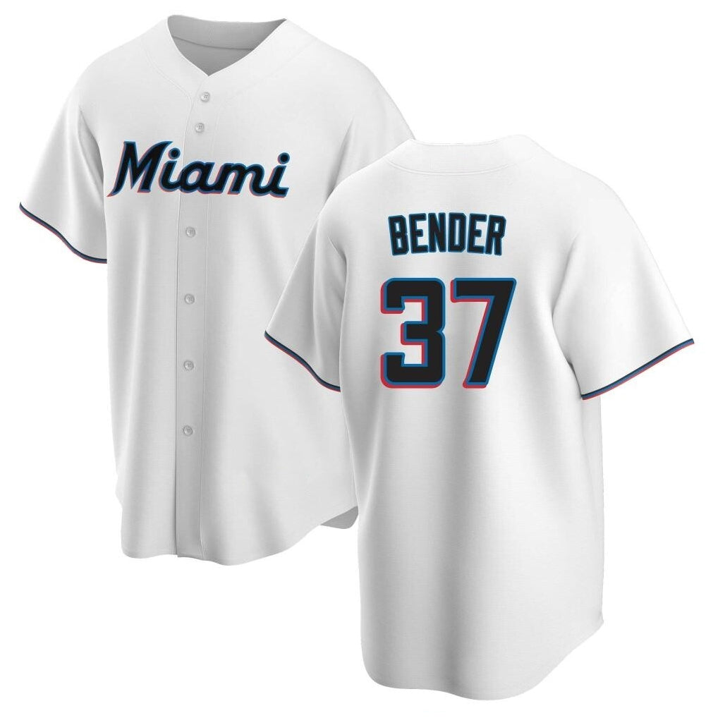 Mdoa M.Marlins #37 Anthony Bender Player White  Home Game Stitched Jerseys
