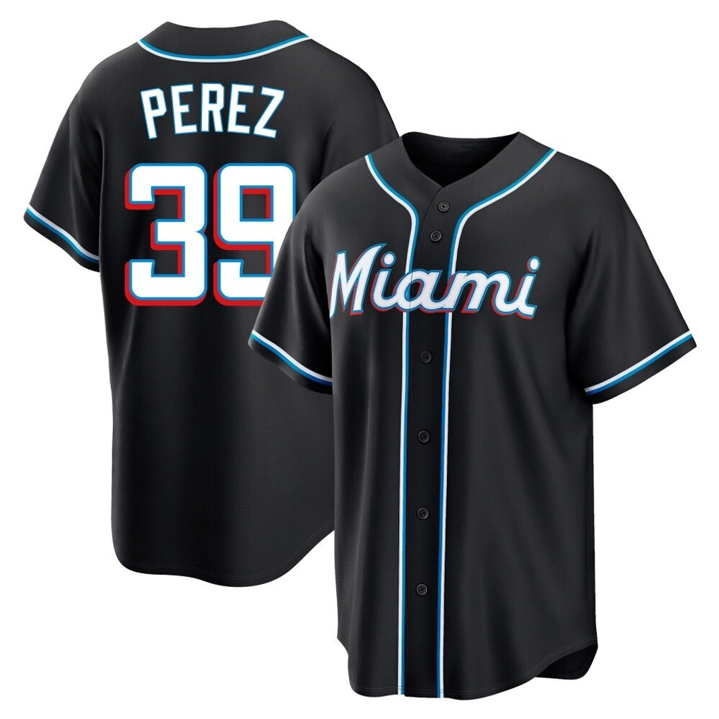 Mdoa M.Marlins #39 Eury Perez Player Black Fashion Out Home Game Stitched Jerseys