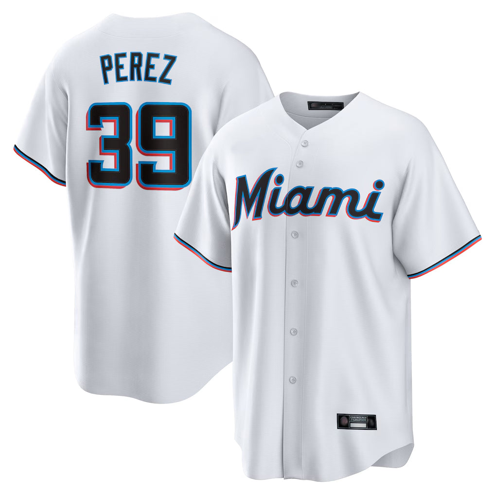 Mdoa M.Marlins #39 Eury Perez Player White  Home Game Stitched Jerseys