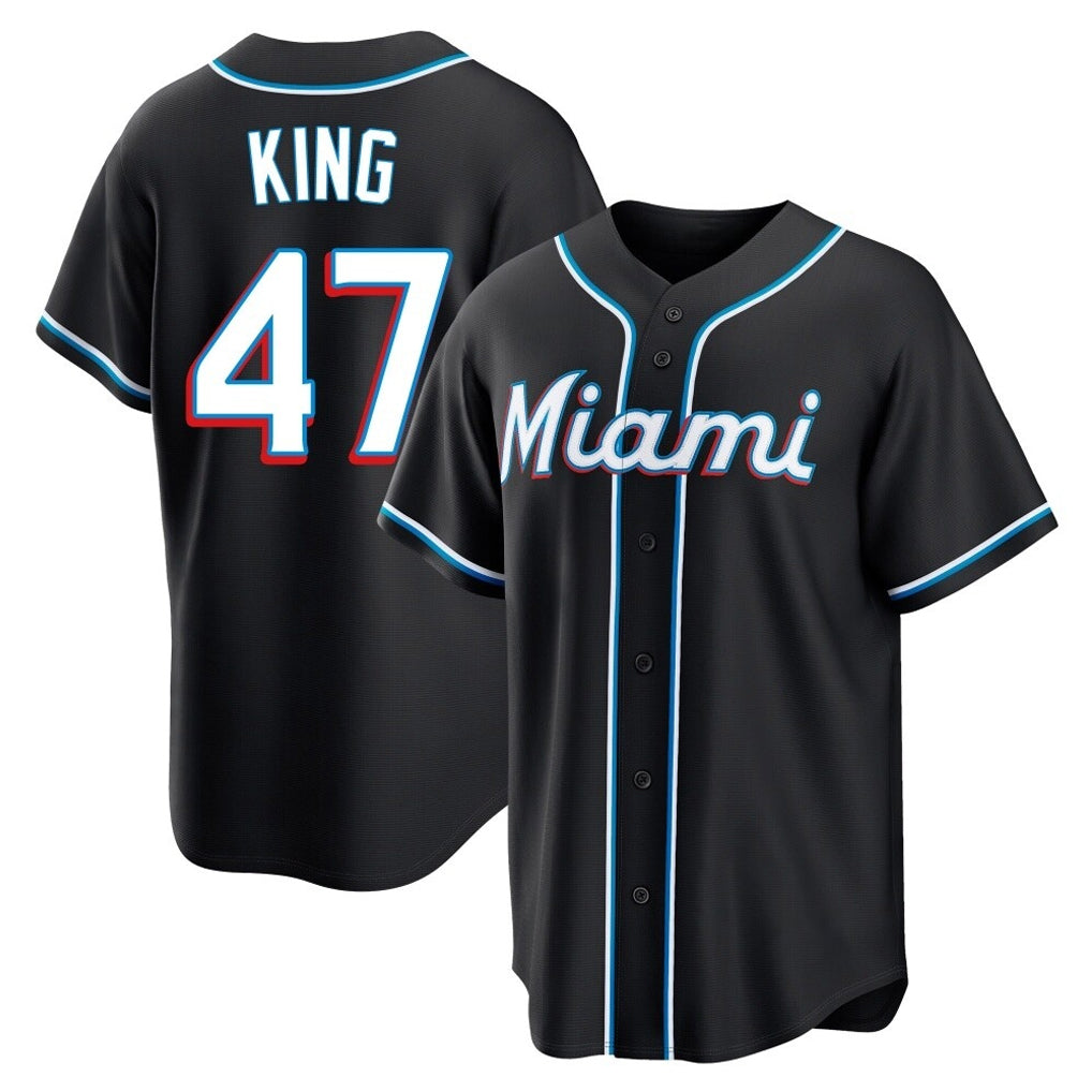 Mdoa M.Marlins #47 John King Player Black Fashion Out Home Game Stitched Jerseys