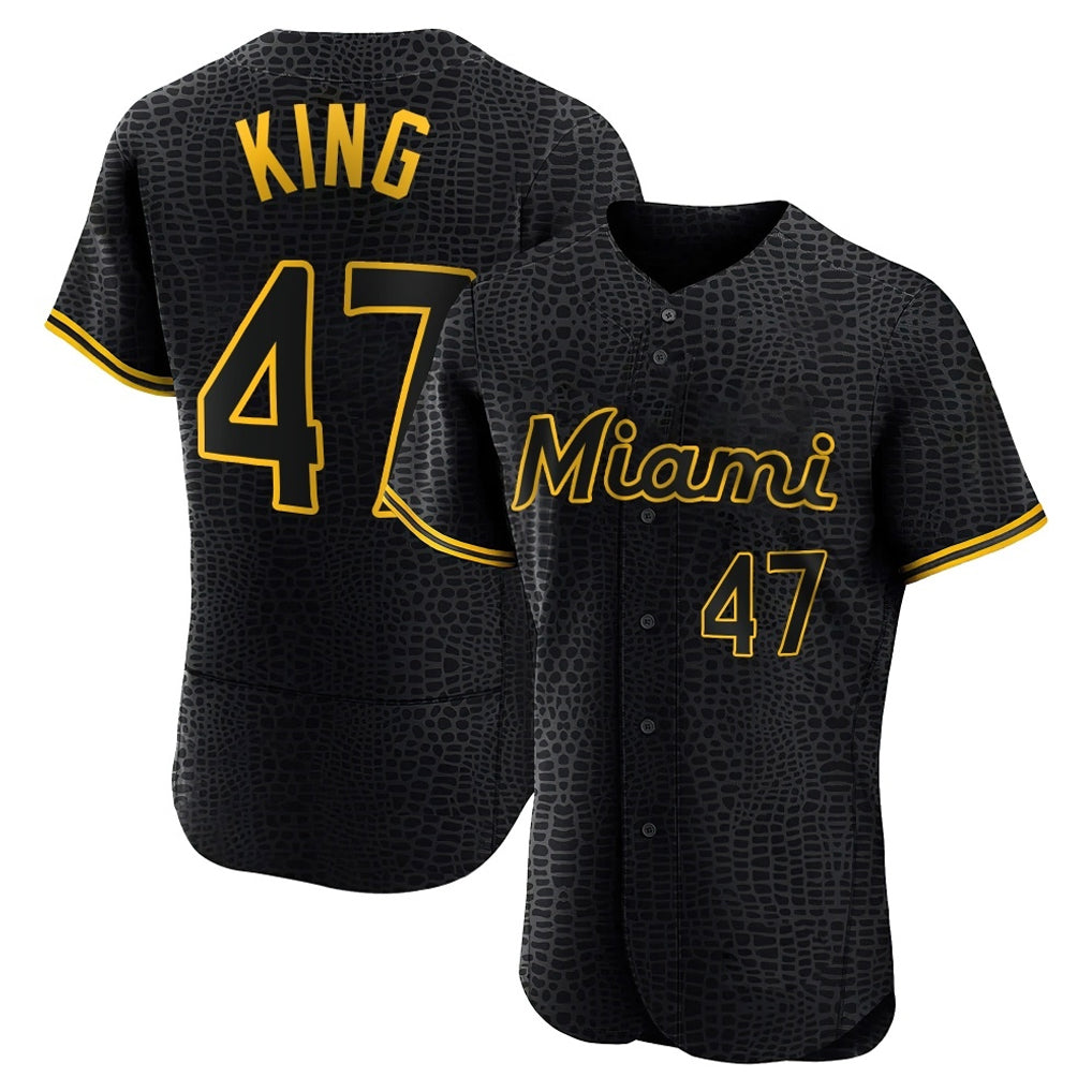 Mdoa M.Marlins #47 John King Player Black Snake Skin City Home Limited Elite Stitched Jerseys