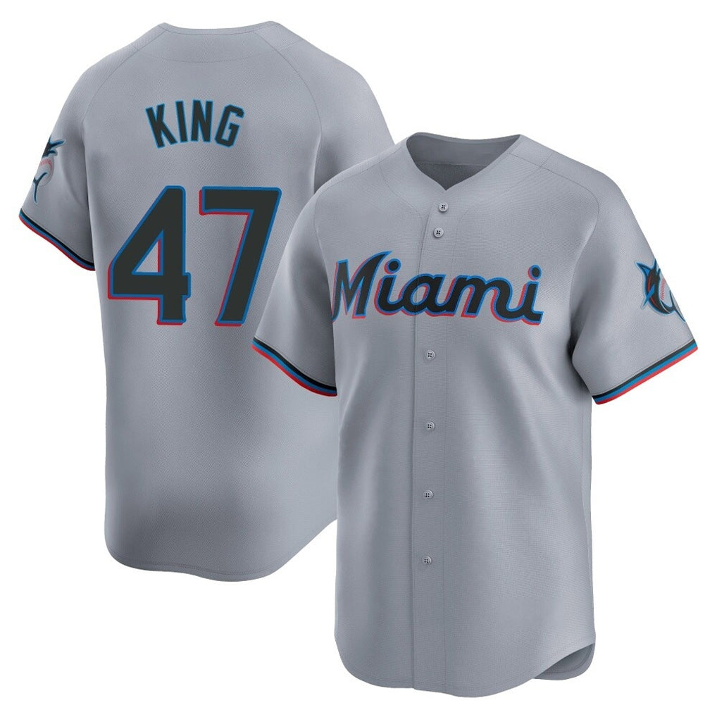 Mdoa M.Marlins #47 John King Player Gray  Home Limited Stitched Jerseys