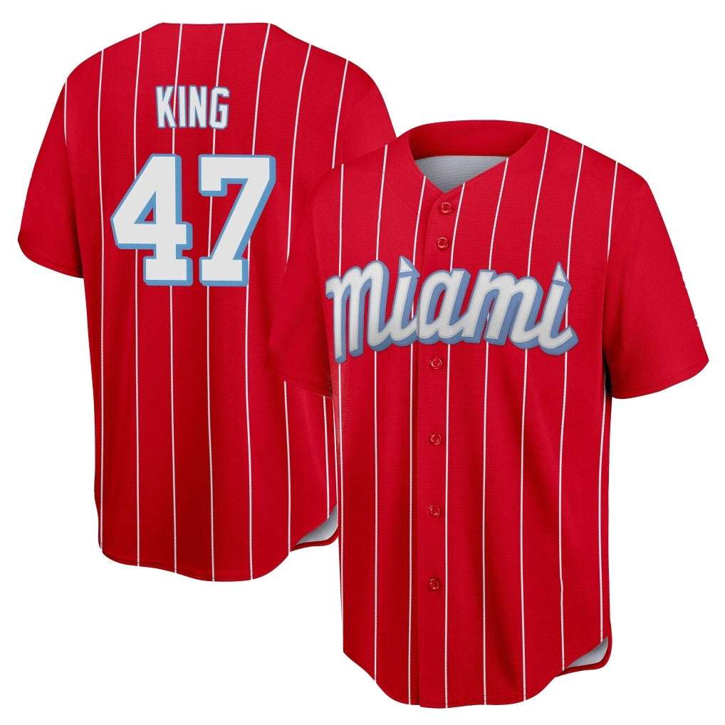 Mdoa M.Marlins #47 John King Player Red City Connect Home Game Stitched Jerseys