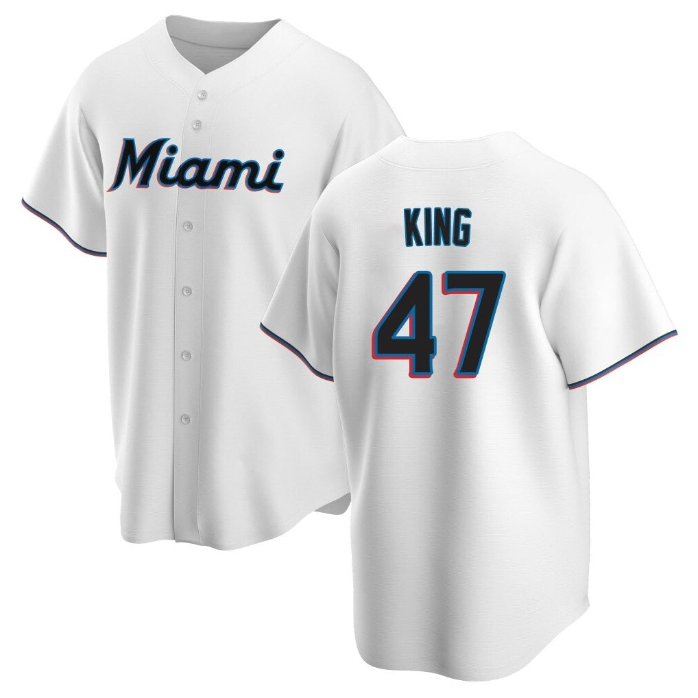 Mdoa M.Marlins #47 John King Player White  Home Game Stitched Jerseys