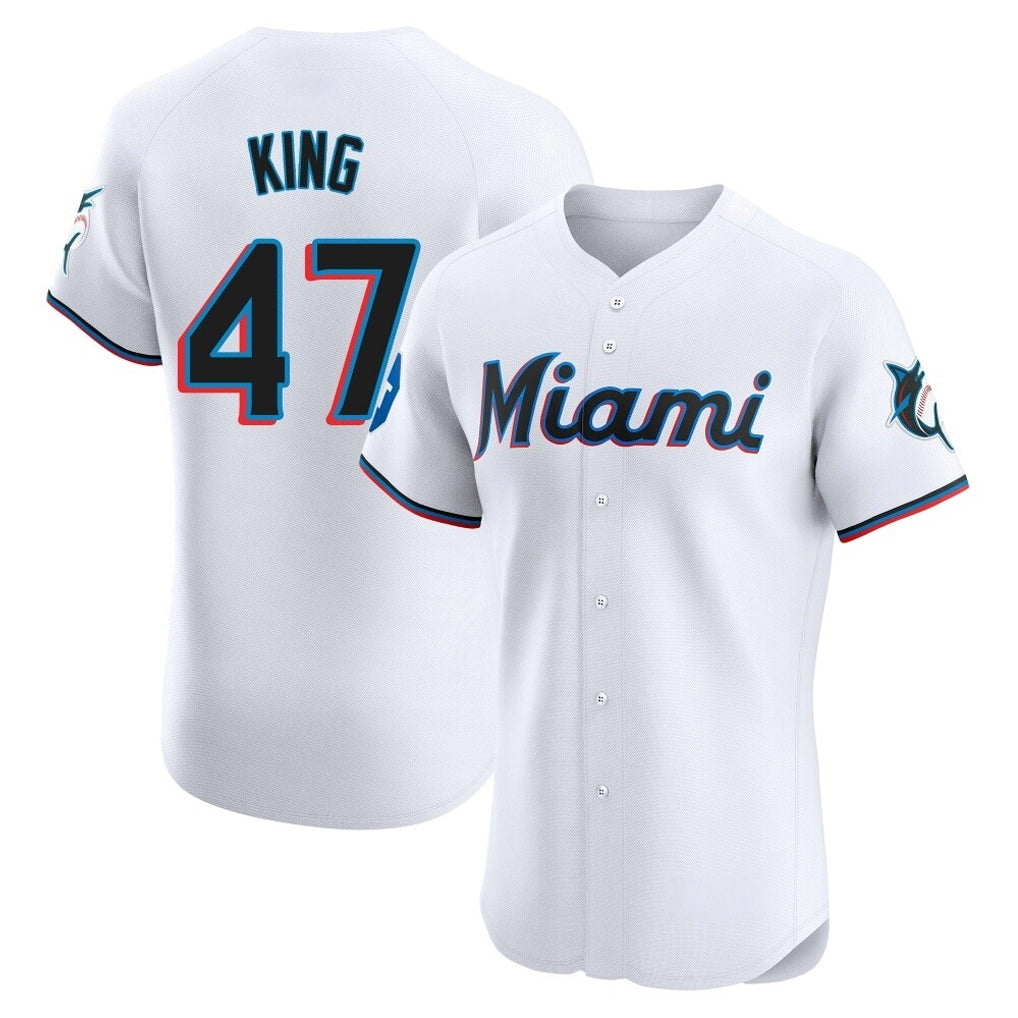Mdoa M.Marlins #47 John King Player White  Home Limited Elite Stitched Jerseys