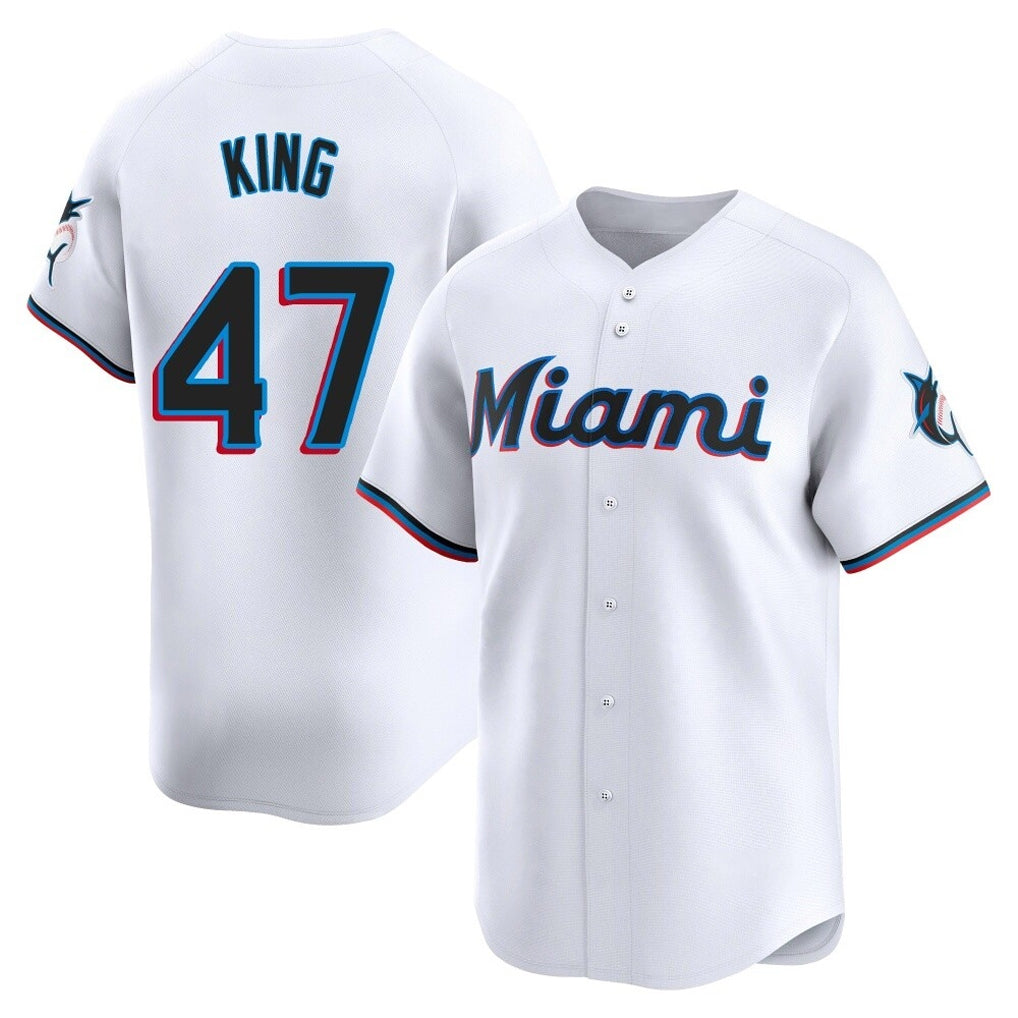 Mdoa M.Marlins #47 John King Player White  Home Limited Stitched Jerseys
