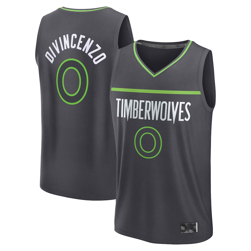 Mdoa M.Timberwolves #0 Donte DiVincenzo Charcoal Fast Break Replica Player Stitched Jerseys - Statement Edition